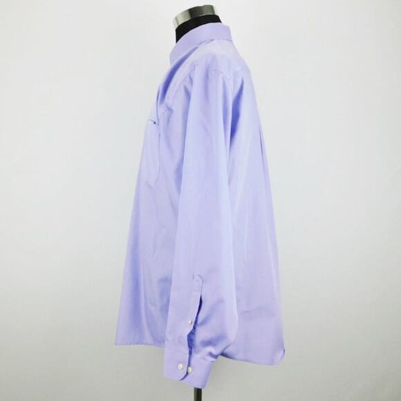 Geoffrey Beene Purple Polyester Blend Long Sleeve Button Mens 17.5 34/35 Shirt - Picture 3 of 6